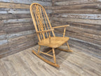 Vintage Wheel Back Country House Lyre Back Windsor Blonde Rocking Chair