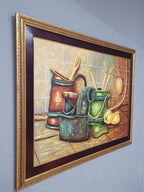 Large Original Colombian Oil Still Life "The Kitchen Table" Great Size #2