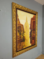 Very Large Ornate Gold Framed Original Painting The Cathedral of Cartagena #9