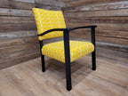 Mid Century Black Framed Designer Upholstered Armchair Bedroom Hall Chair