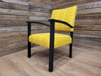 Mid Century Black Framed Designer Upholstered Armchair Bedroom Hall Chair