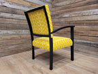 Mid Century Black Framed Designer Upholstered Armchair Bedroom Hall Chair