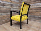 Mid Century Black Framed Designer Upholstered Armchair Bedroom Hall Chair