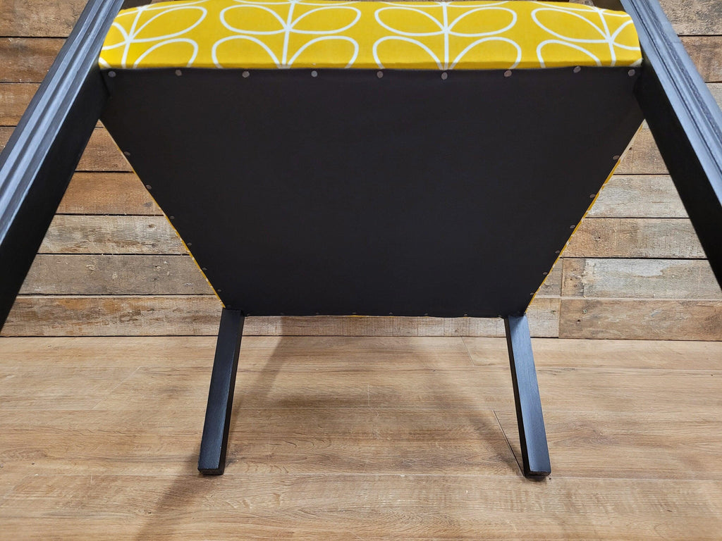 Mid Century Black Framed Designer Upholstered Armchair Bedroom Hall Chair