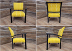 Mid Century Black Framed Designer Upholstered Armchair Bedroom Hall Chair