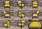 Mid Century Black Framed Designer Upholstered Armchair Bedroom Hall Chair