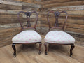 Pair Of Antique Victorian Mahogany Lyre Back Low Salon Chairs Bedroom Hall