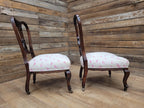 Pair Of Antique Victorian Mahogany Lyre Back Low Salon Chairs Bedroom Hall