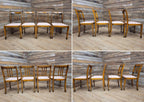 Set of 6 Vintage Dining Chairs with Pink Check Upholstery 20th Century