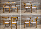 Set of 6 Vintage Dining Chairs with Pink Check Upholstery 20th Century