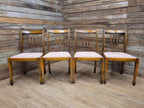 Set of 6 Vintage Dining Chairs with Pink Check Upholstery 20th Century