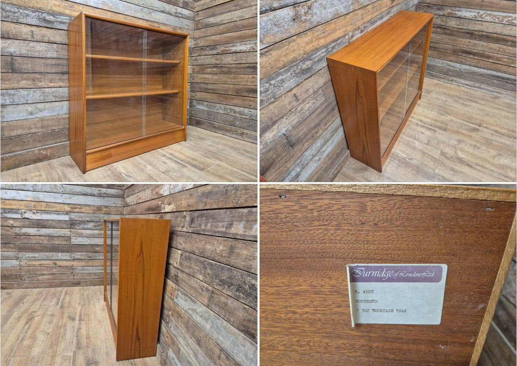 Vintage Mid-Century Teak Glazed Bookcase by Turnidge of London