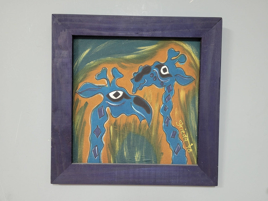 Original Framed Picture Of Giraffe Signed Frieda #2