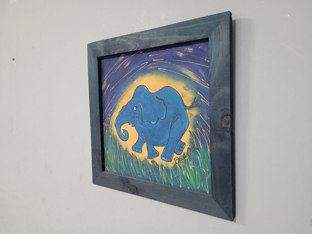 Original Framed Picture Of Elephant Signed Frieda #5