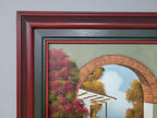Original Signed Framed Painting Of Finca Courtyard Signed Side #6