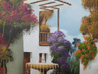 Original Signed Framed Painting Of Finca Courtyard Signed Side #6