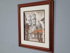 Framed Watercolour Silver Taxco Cathedral Mexico Original Signed #8