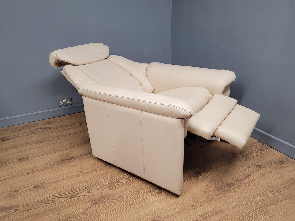 Quality Cream Leather Reclining Armchair