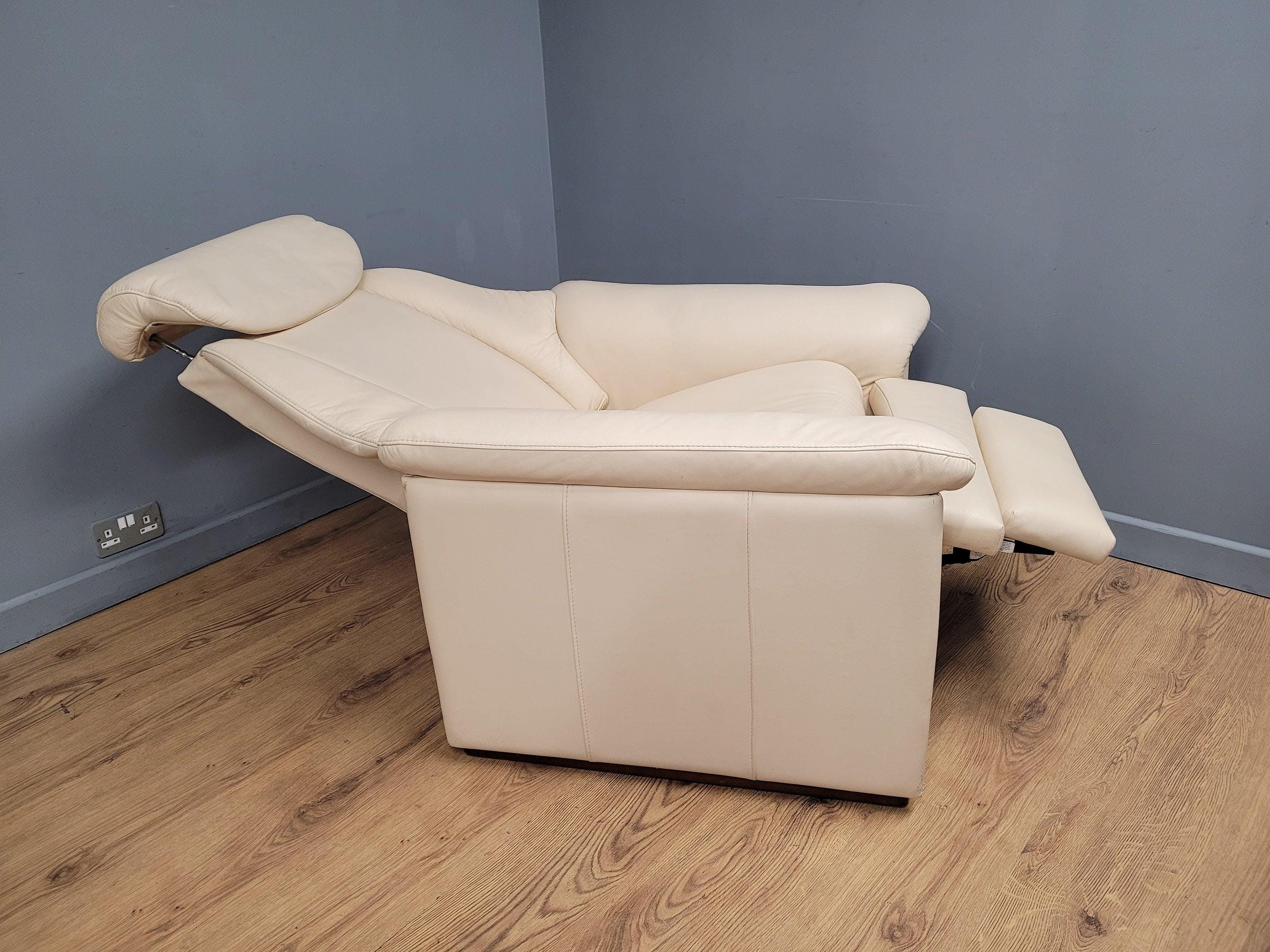 Quality Cream Leather Reclining Armchair
