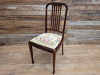 Vintage Mahogany Slat Back Hand Made Needlepoint Bedroom Chair
