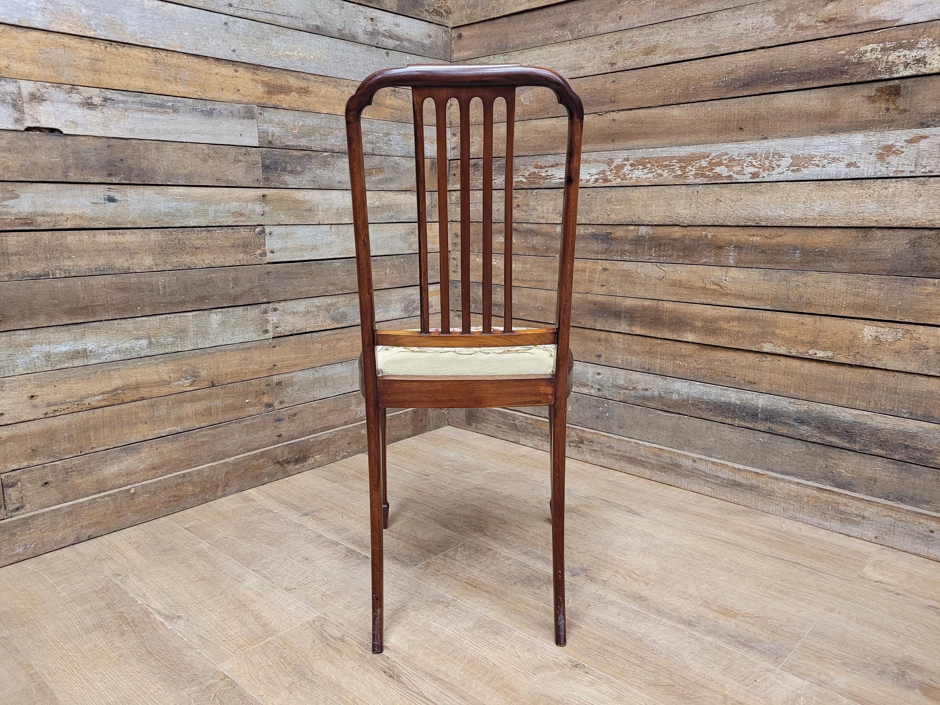 Vintage Mahogany Slat Back Hand Made Needlepoint Bedroom Chair