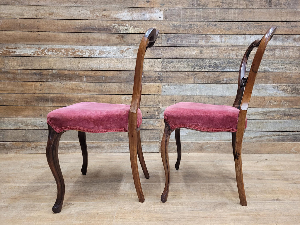Pair Of Antique Victorian Mahogany Carved Balloon Back Salon Chairs Bedroom Hall