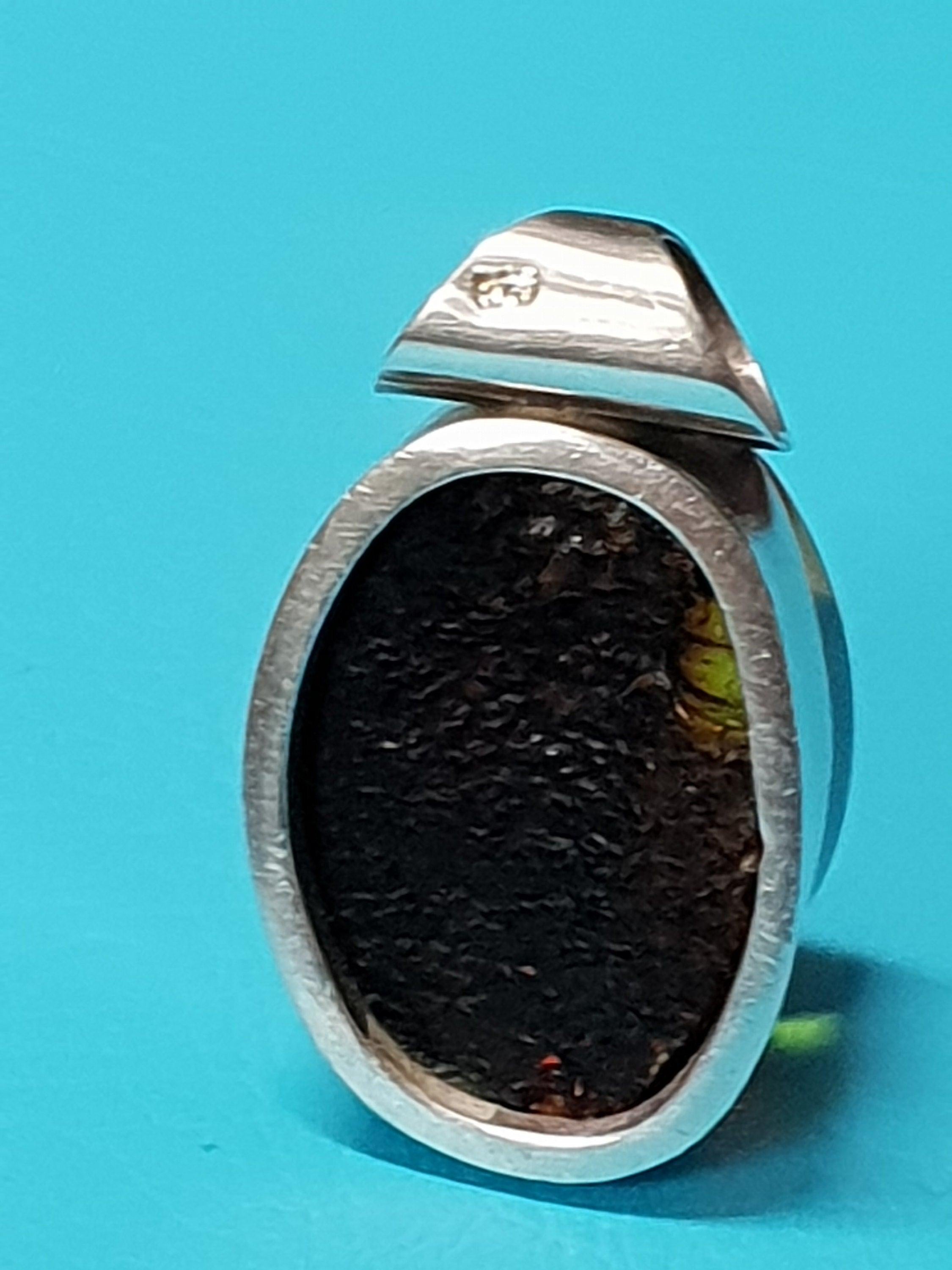 Sterling Silver (Hallmarked 925) and Amber Vintage Bohemian Pendant