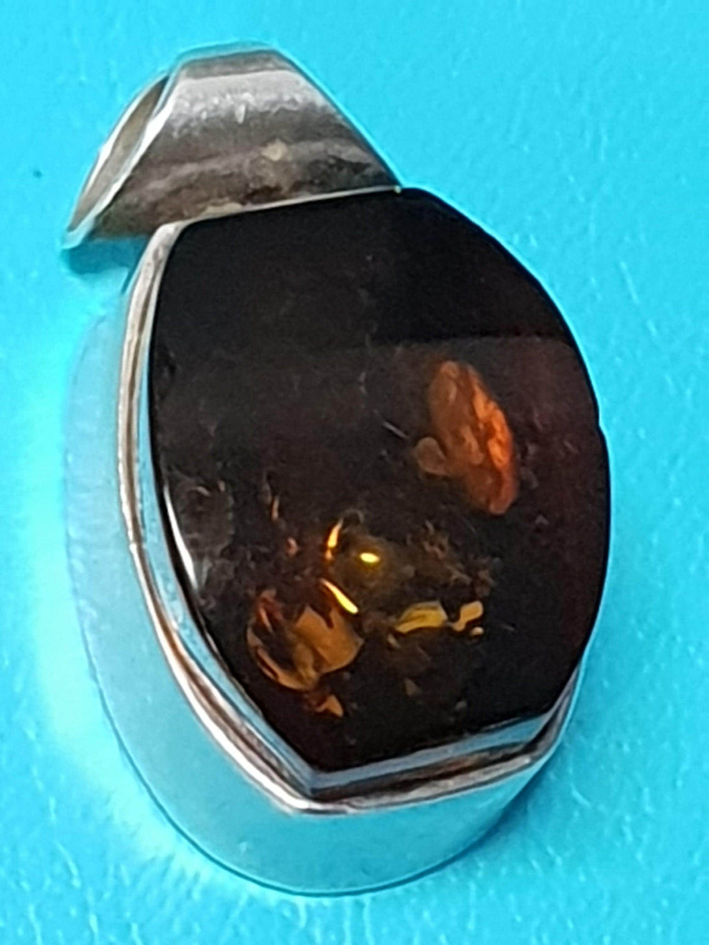 Sterling Silver (Hallmarked 925) and Amber Vintage Bohemian Pendant