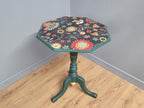 Green And Gold Painted Tri Leg Wine Occasional Table