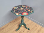 Green And Gold Painted Tri Leg Wine Occasional Table