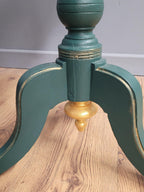 Green And Gold Painted Tri Leg Wine Occasional Table