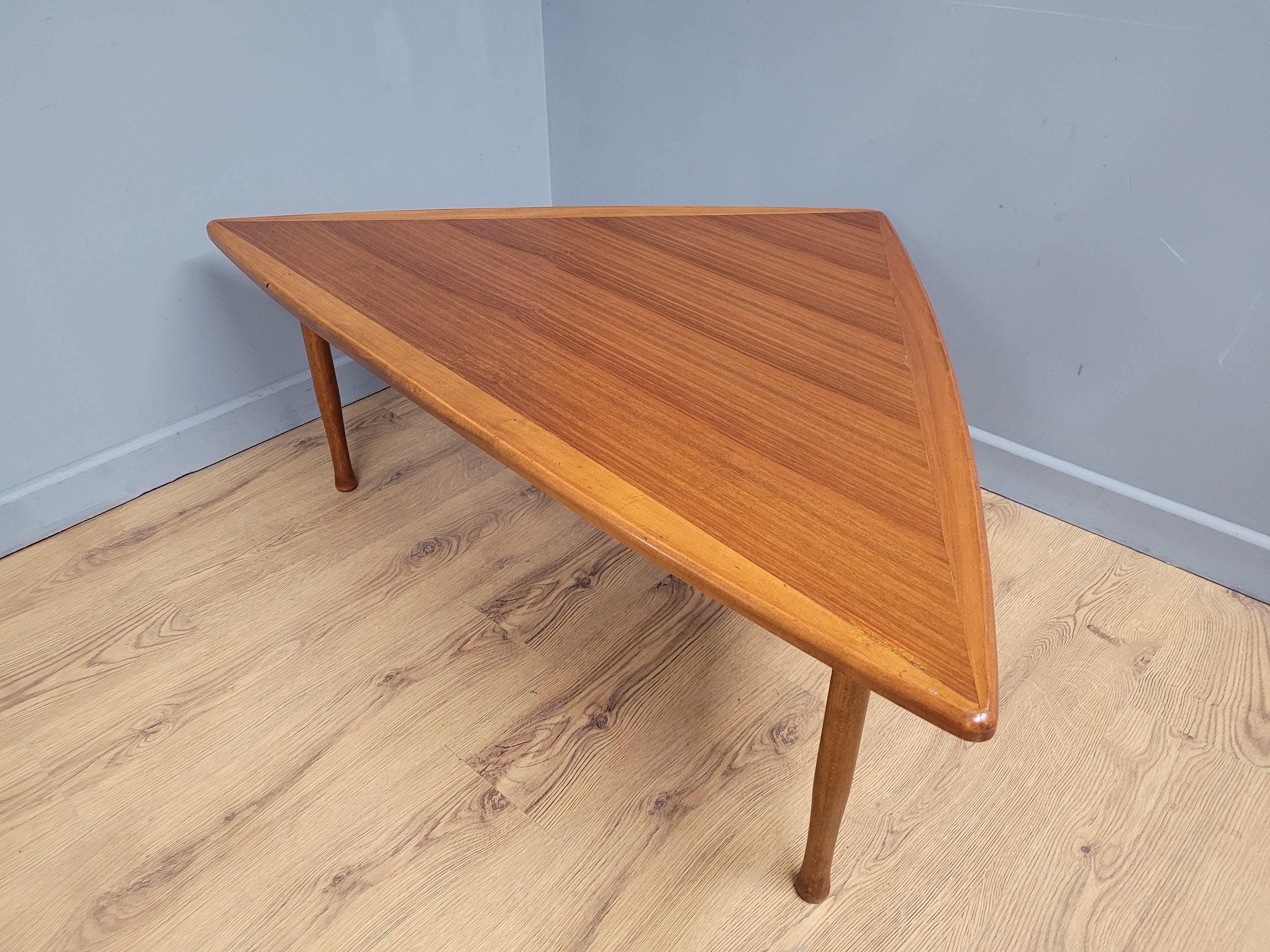Rare Mid Century Large Danish Triangular Teak Coffee Table