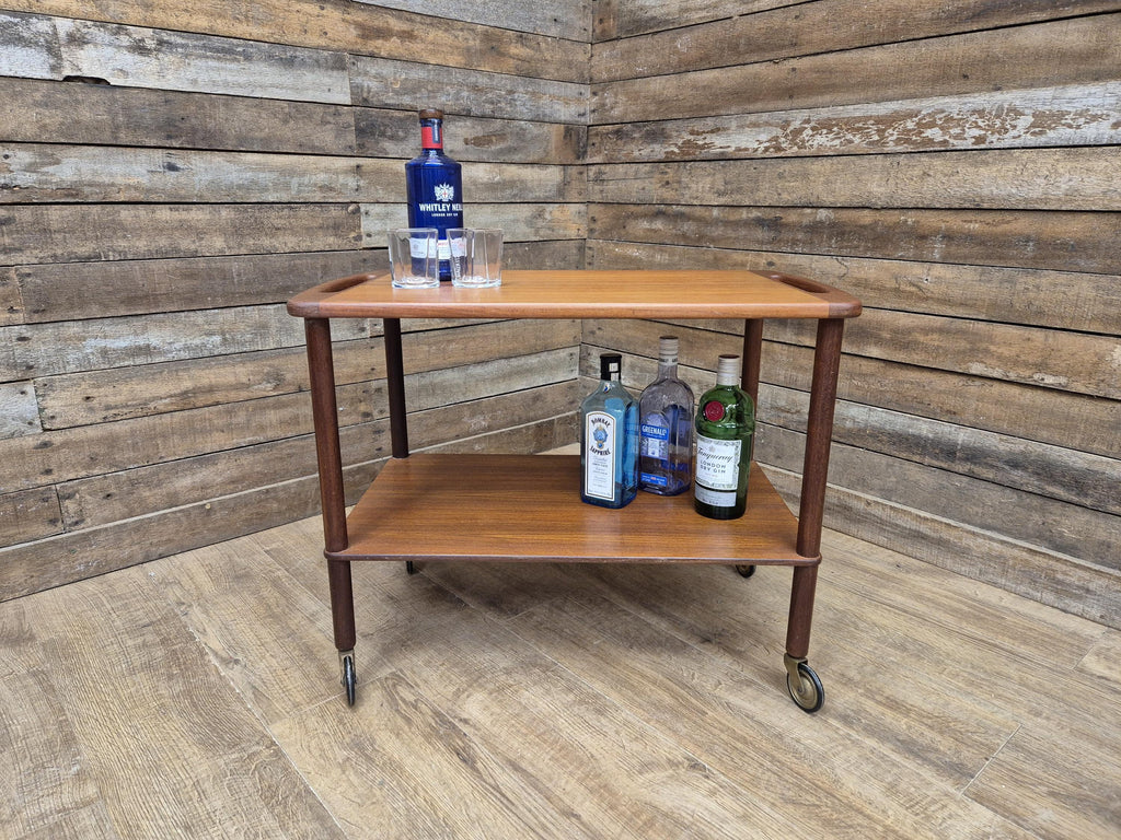 Mid Century 1960's Teak Drinks Trolley by Bowa of Denmark Cocktail Tea Trolley