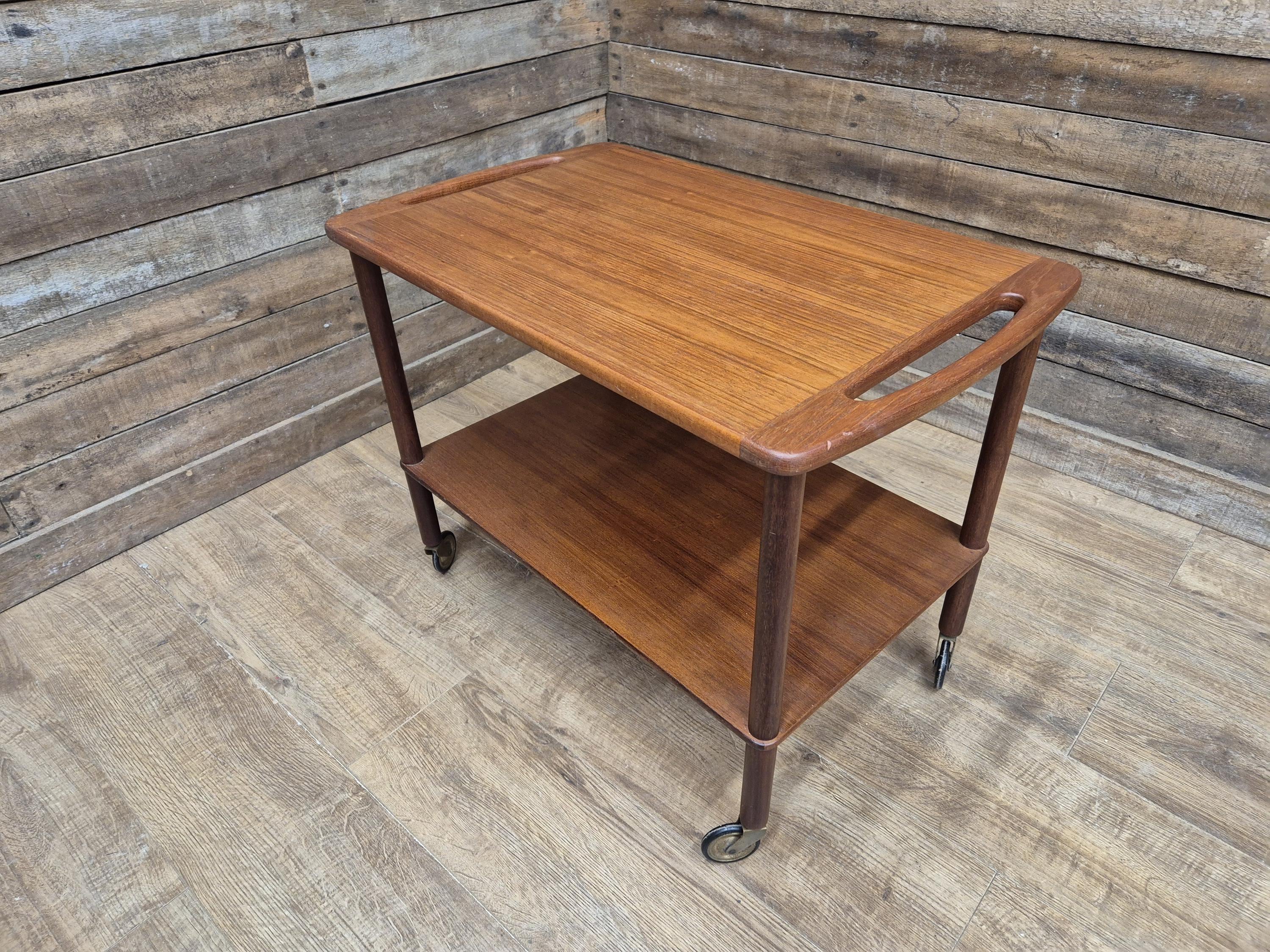 Mid Century 1960's Teak Drinks Trolley by Bowa of Denmark Cocktail Tea Trolley