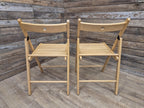 Two Vintage Wooden Slatted Folding Chairs Space Saving