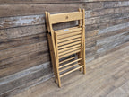 Two Vintage Wooden Slatted Folding Chairs Space Saving