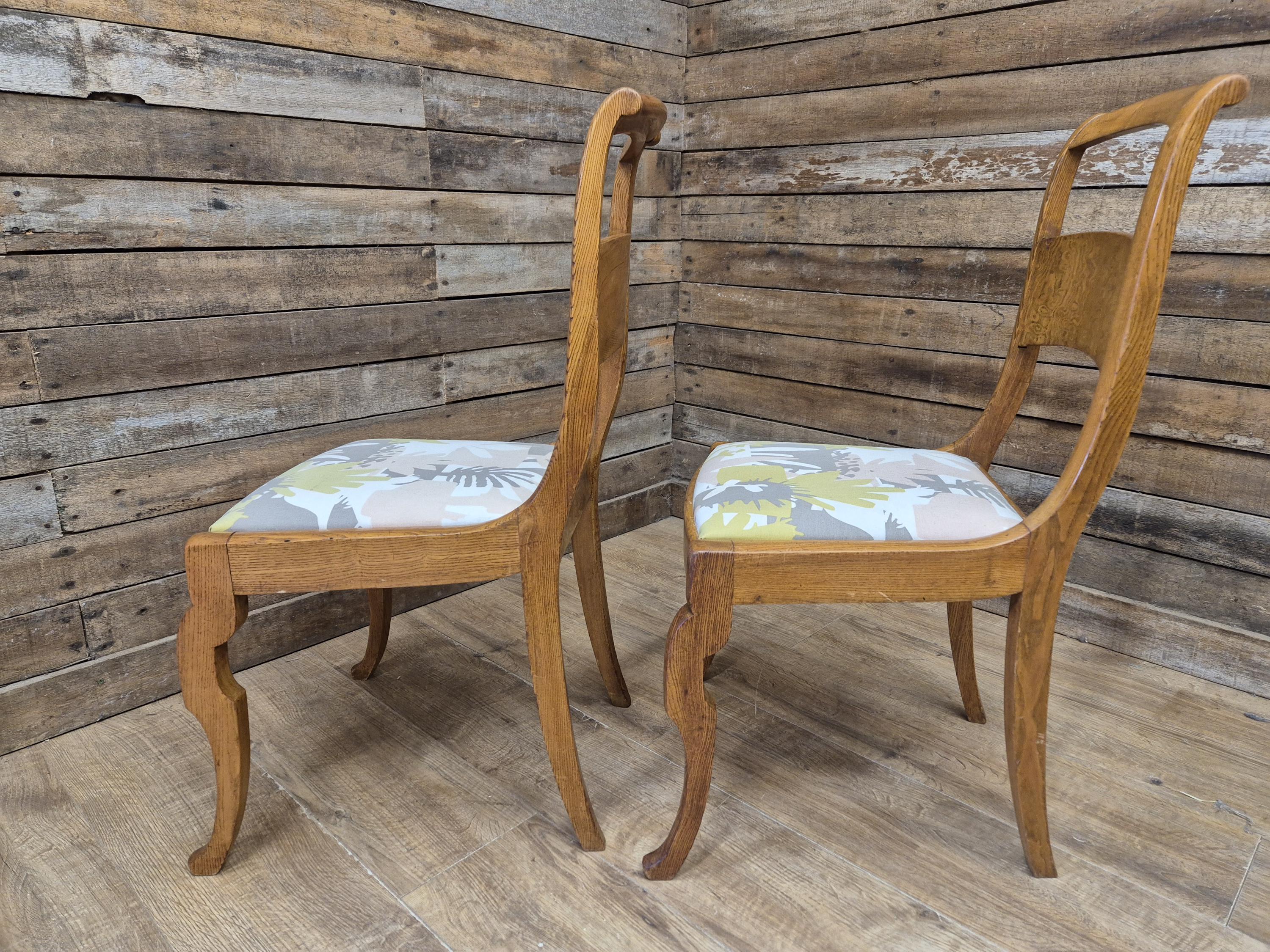 Two Arts And Craft Splat Back Bedroom Hall Chairs Upholstered Padded Seats