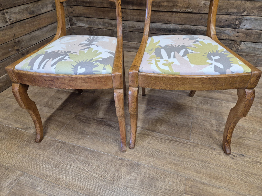 Two Arts And Craft Splat Back Bedroom Hall Chairs Upholstered Padded Seats