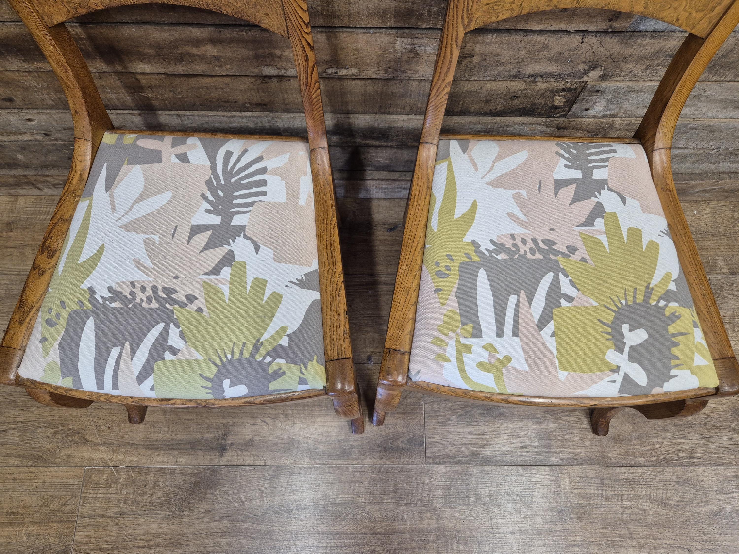 Two Arts And Craft Splat Back Bedroom Hall Chairs Upholstered Padded Seats