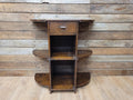 Vintage Art Deco Oak Three Tier Whatnot Plant Stand With Drawer