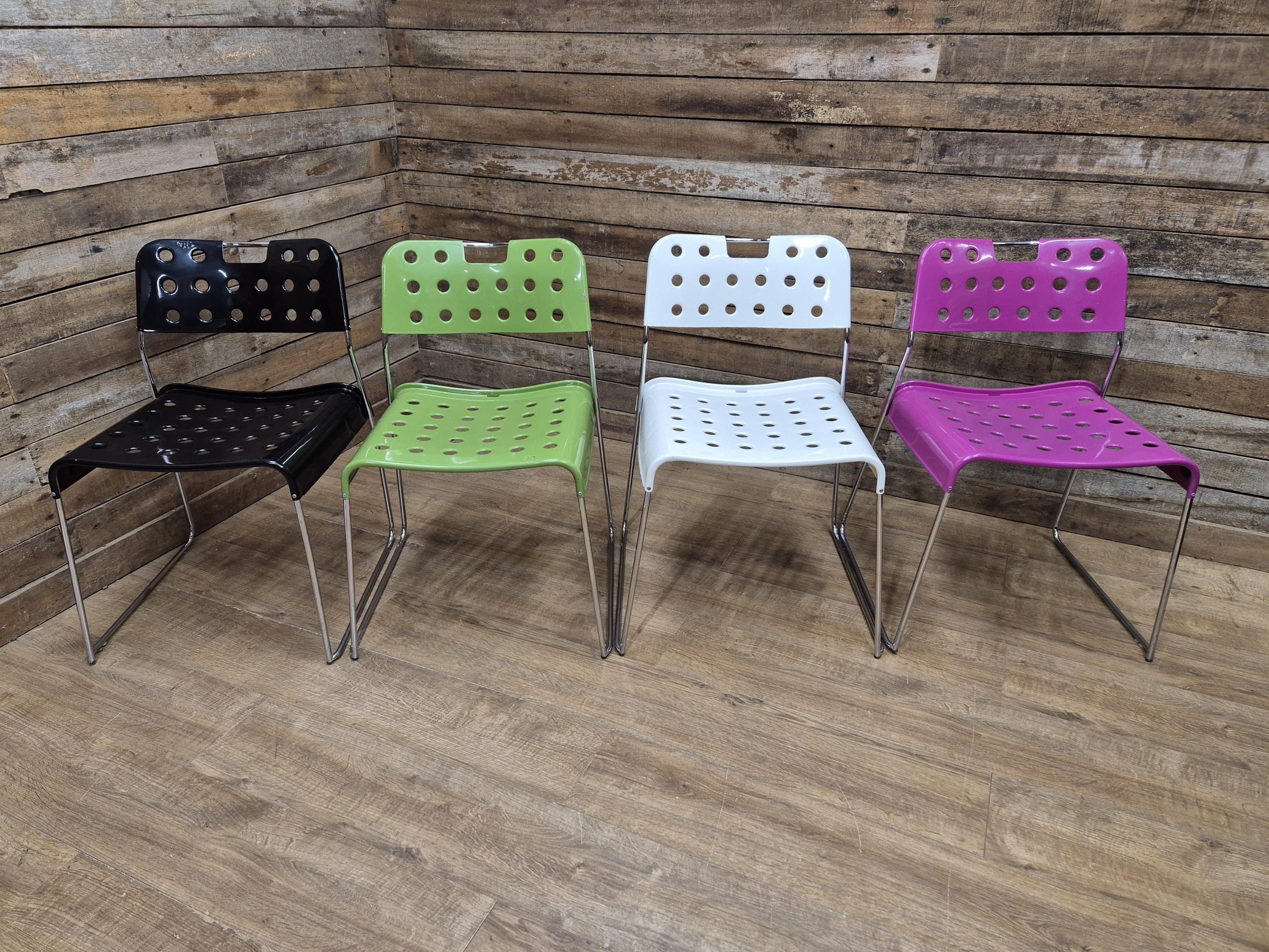 Four Rodney Kinsman Omstak Chairs by Mauro Minini Italy – Rare Multi-Colour Set