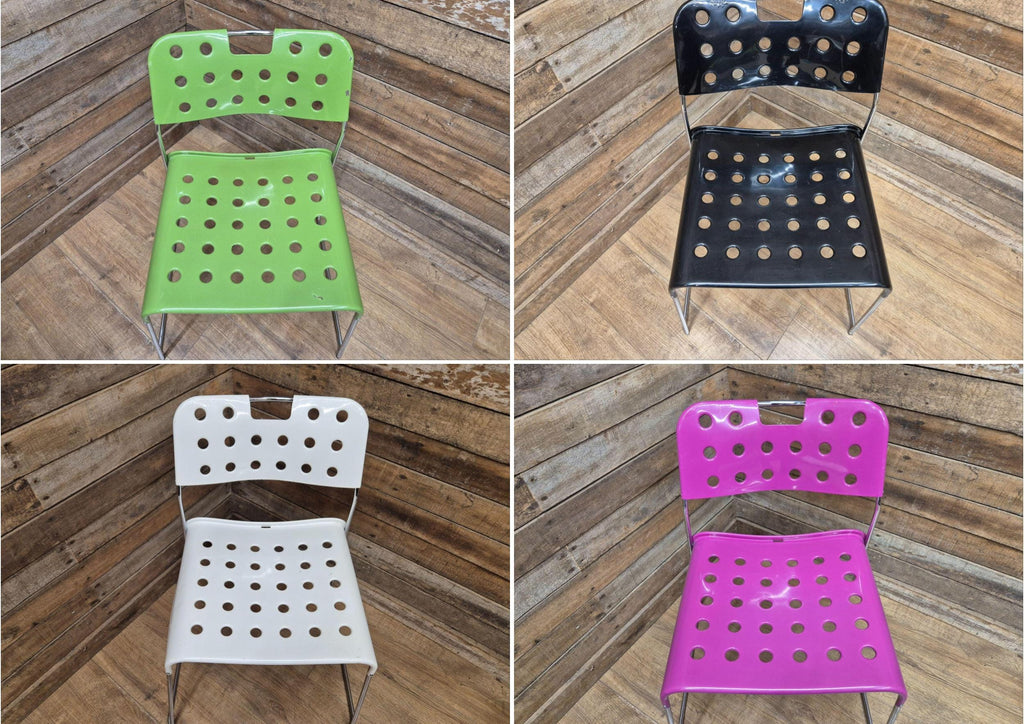 Four Rodney Kinsman Omstak Chairs by Mauro Minini Italy – Rare Multi-Colour Set