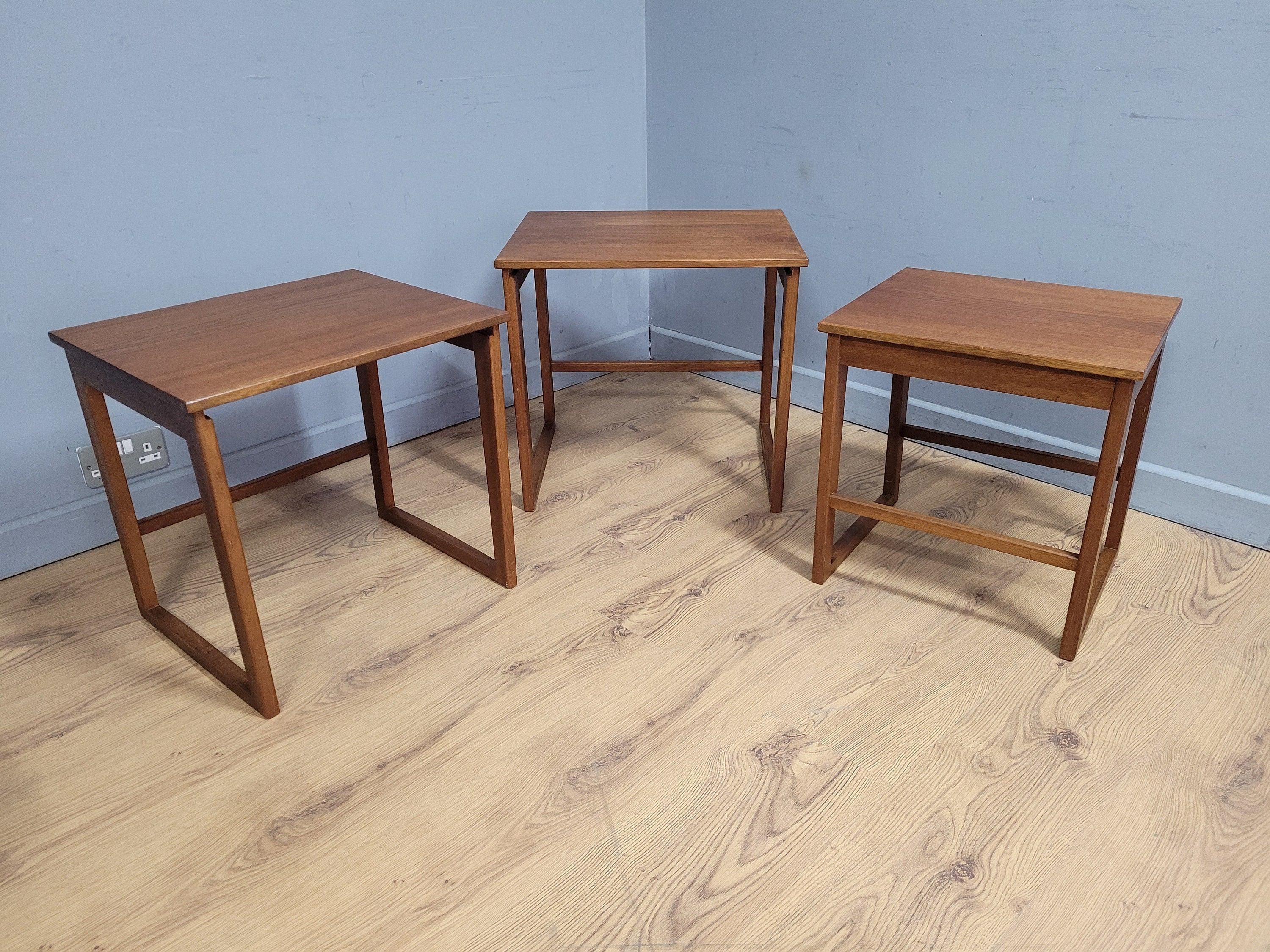 Mid Century Danish Inspired Teak Nesting Tables Retro Chic