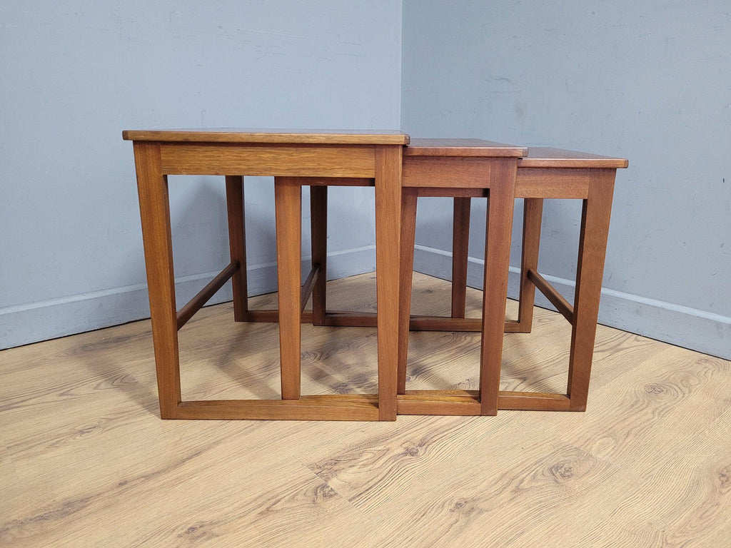 Mid Century Danish Inspired Teak Nesting Tables Retro Chic