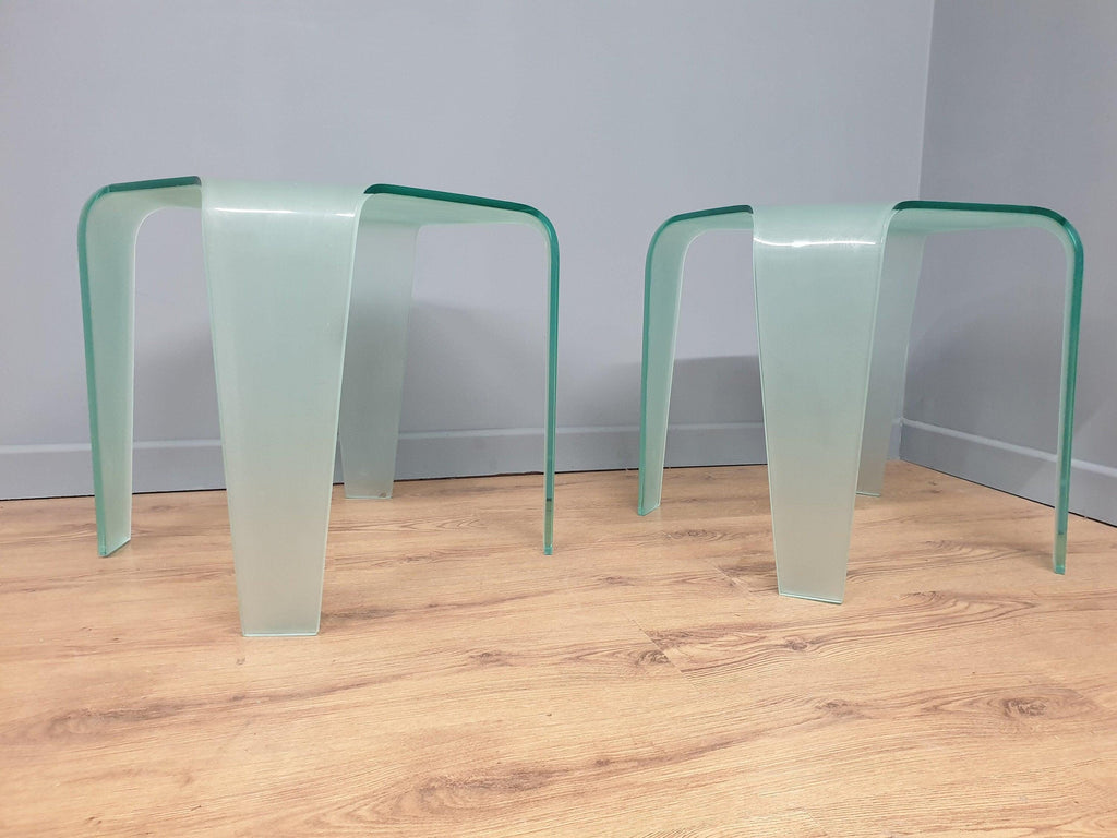 Modernist Curved Frosted Glass Square Coffee Table 2 Available