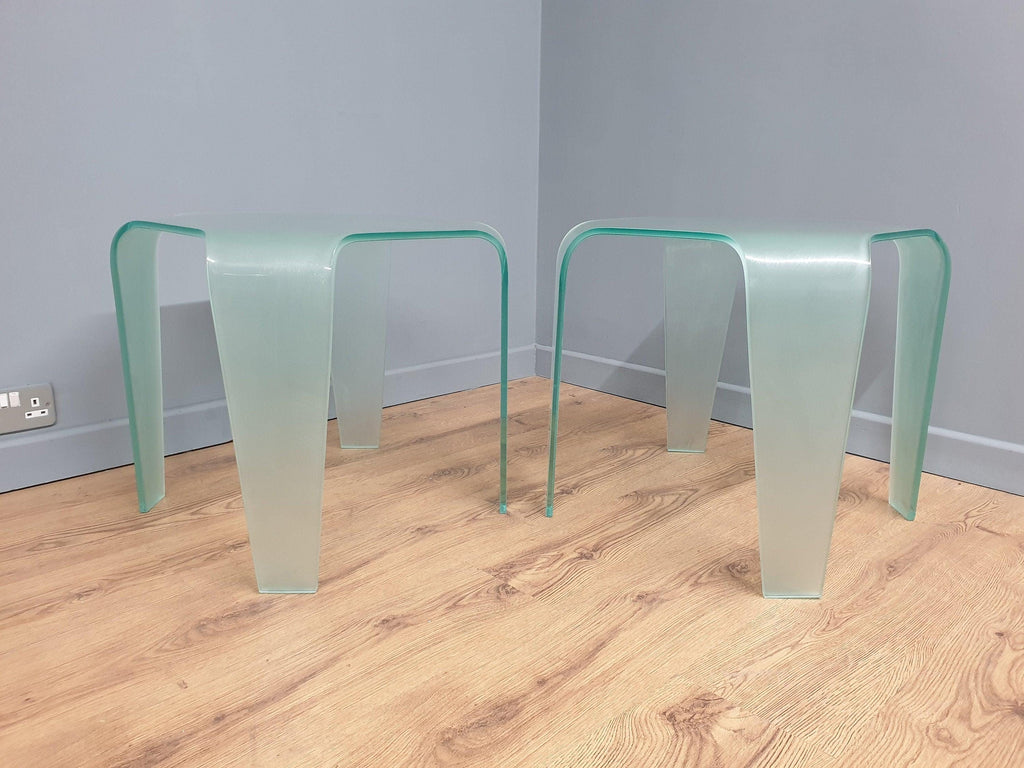 Modernist Curved Frosted Glass Square Coffee Table 2 Available