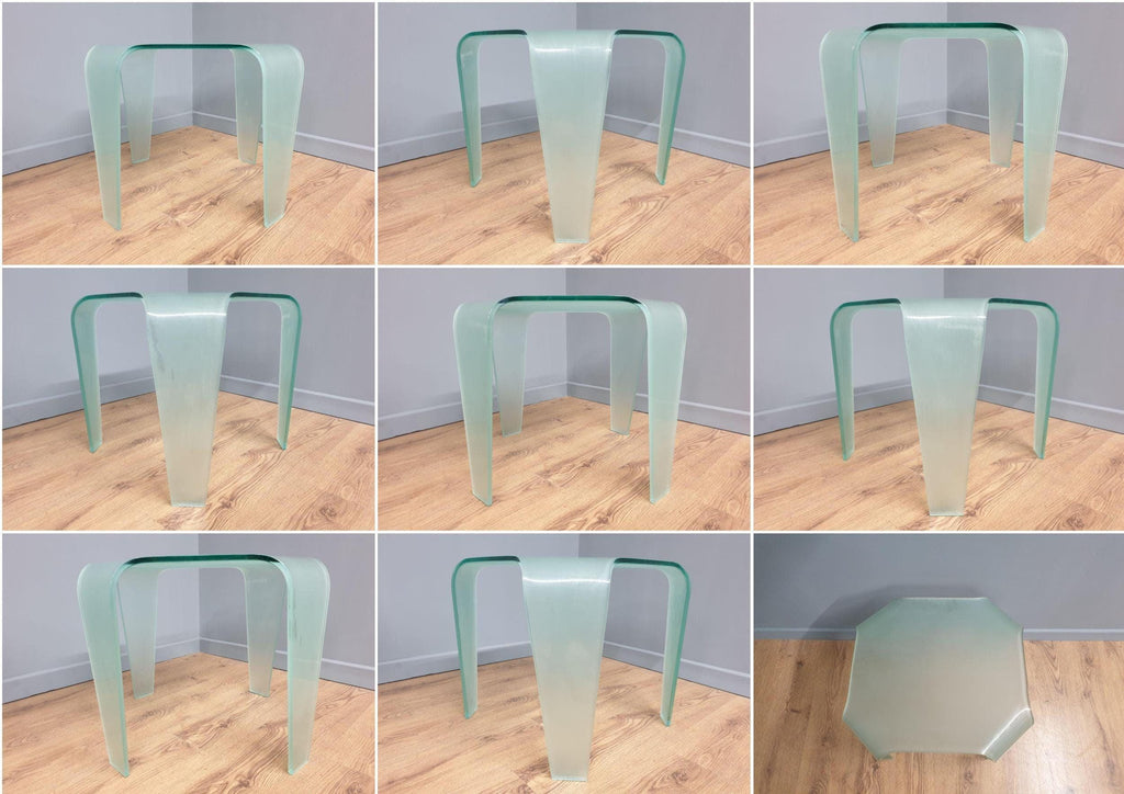 Modernist Curved Frosted Glass Square Coffee Table 2 Available