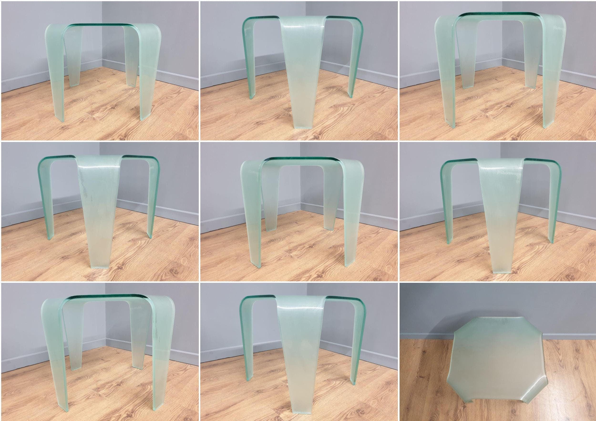 Modernist Curved Frosted Glass Square Coffee Table 2 Available