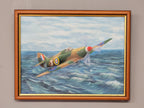 Vintage Framed Oil On Canvas Un-Signed Painting Of Spitfire