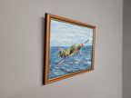 Vintage Framed Oil On Canvas Un-Signed Painting Of Spitfire